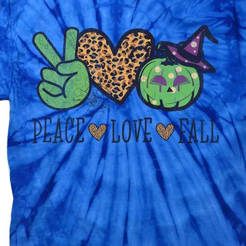 Halloween Peace Love Fall Pumpkin Hearts Green Gift Tie-Dye T-Shirt