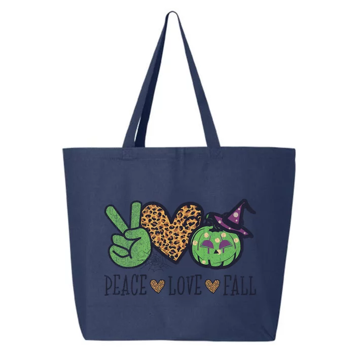 Halloween Peace Love Fall Pumpkin Hearts Green Gift 25L Jumbo Tote