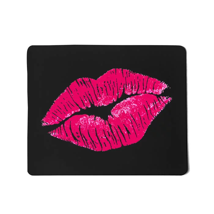 Hot Pink Lips Neon 80s Lipstick Party Mousepad