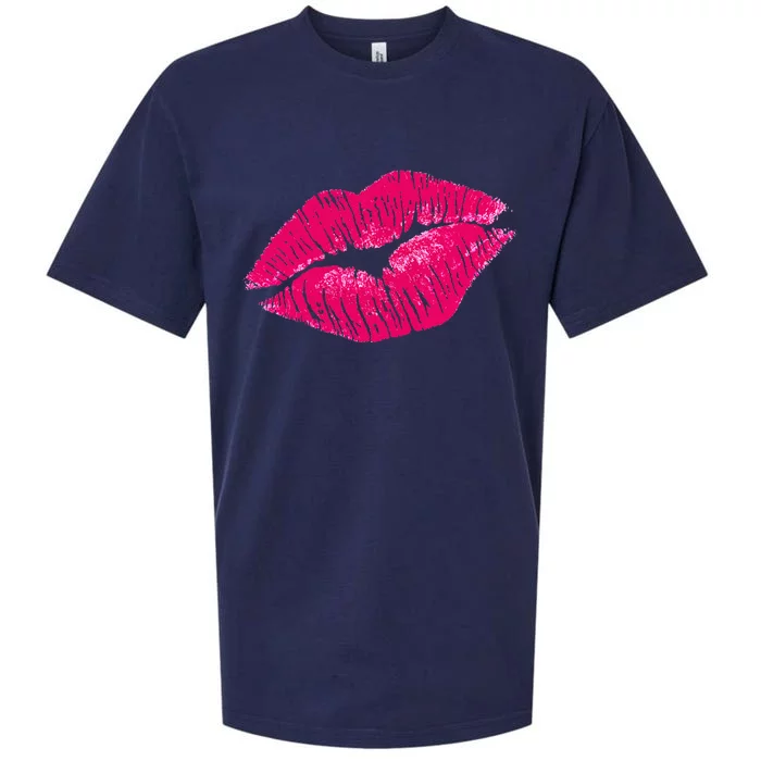 Hot Pink Lips Neon 80s Lipstick Party Sueded Cloud Jersey T-Shirt