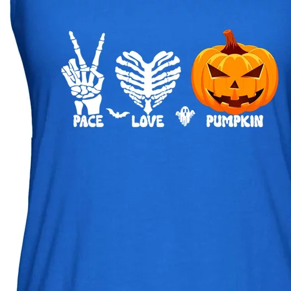 Halloween Peace Love Pumpkin Funny Skeleton Hand And Heart Cute Gift Ladies Essential Flowy Tank