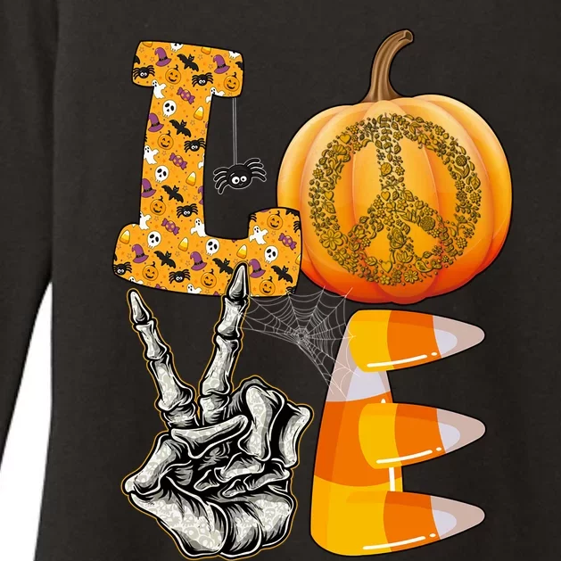 Halloween Peace Love And Pumpkins Fall Funny Gift Womens CVC Long Sleeve Shirt