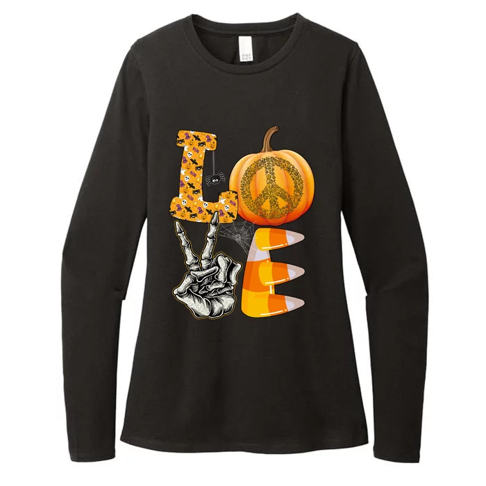 Halloween Peace Love And Pumpkins Fall Funny Gift Womens CVC Long Sleeve Shirt