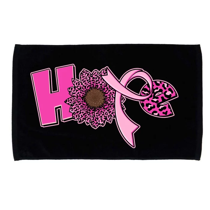 Hope Pink Leopard Print Sunflower Breast Cancer Awareness Microfiber Hand Towel