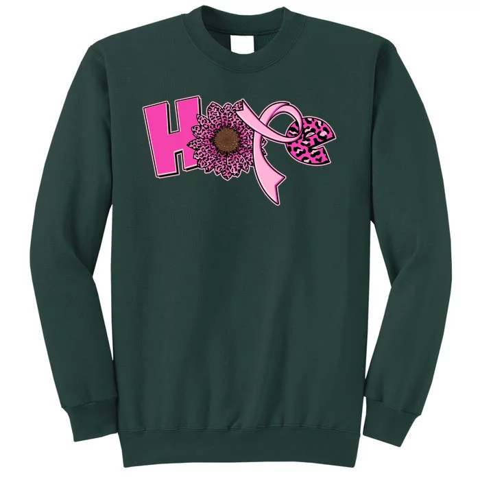 Hope Pink Leopard Print Sunflower Breast Cancer Awareness Sweatshirt