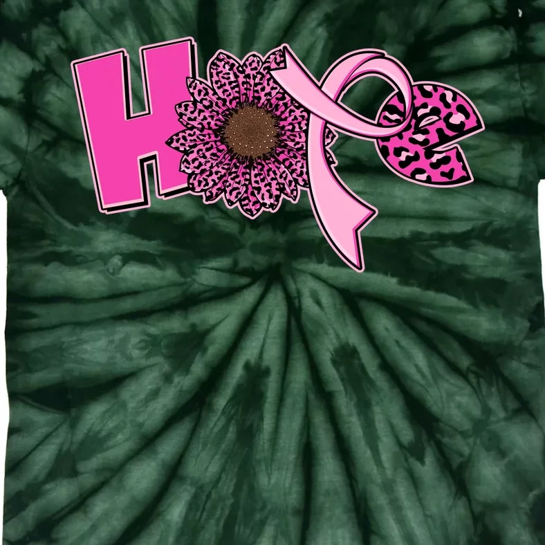 Hope Pink Leopard Print Sunflower Breast Cancer Awareness Tie-Dye T-Shirt