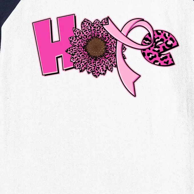 Hope Pink Leopard Print Sunflower Breast Cancer Awareness Baseball Sleeve Shirt