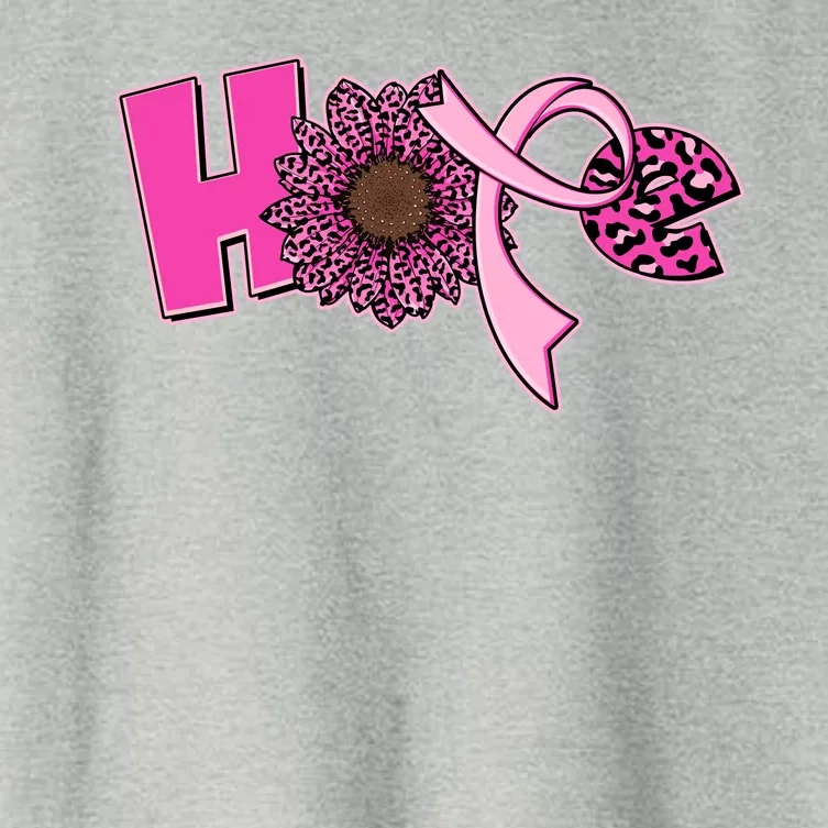 Hope Pink Leopard Print Sunflower Breast Cancer Awareness Women's Crop Top Tee