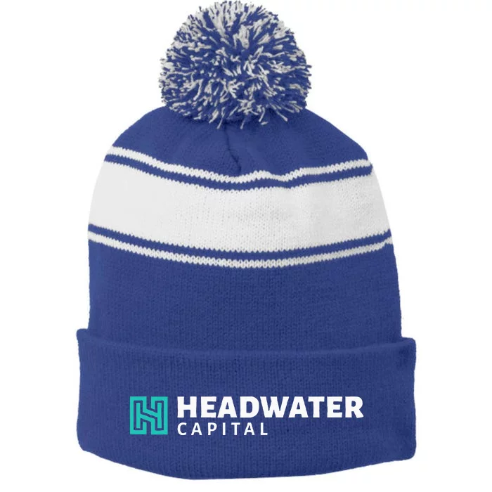 Headwater Properties Logo Wear Stripe Pom Pom Beanie