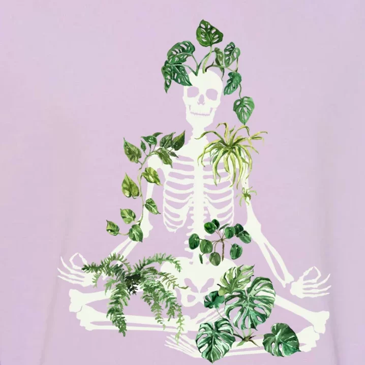 House Plant Meditating Skeleton Gift Garment-Dyed Sweatshirt