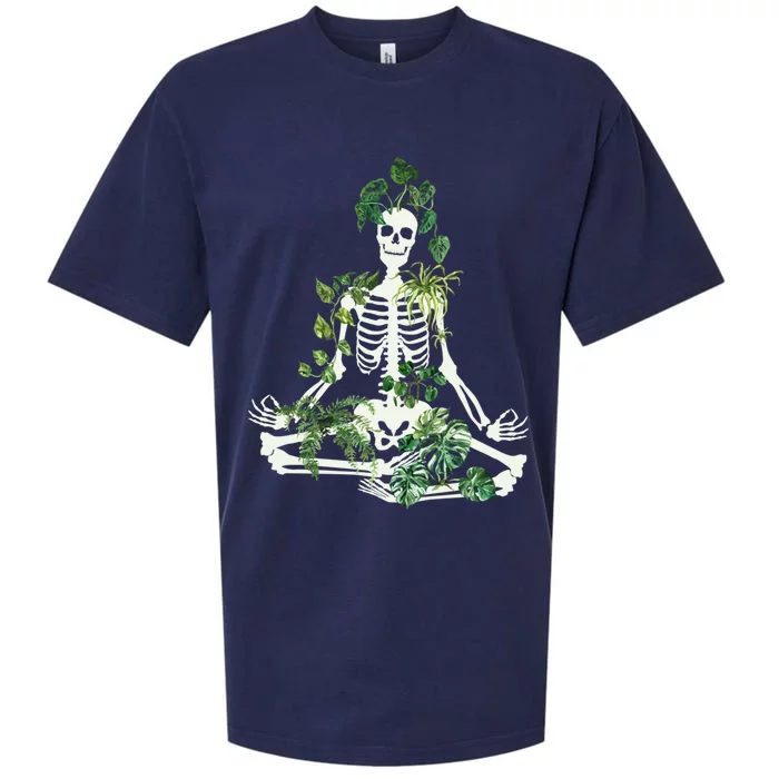 House Plant Meditating Skeleton Gift Sueded Cloud Jersey T-Shirt