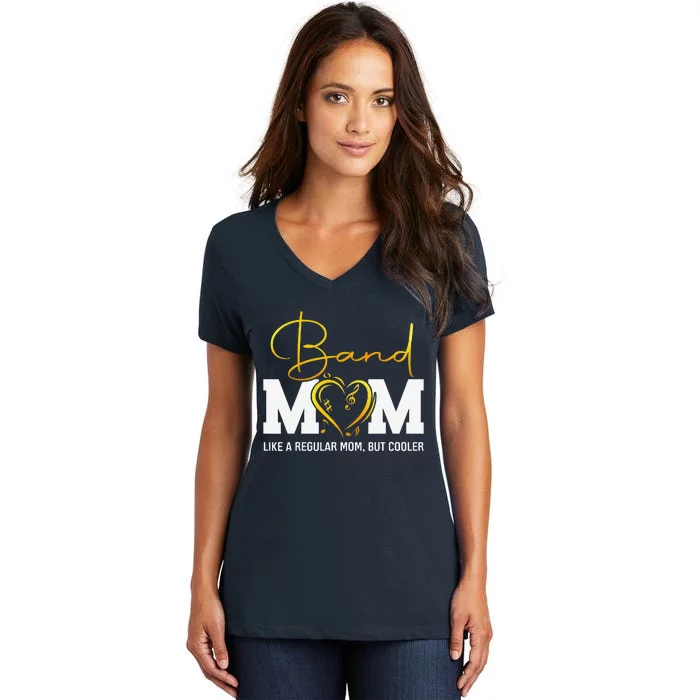 Heart Proud Marching Band Mom Like A Regular Mom But Cooler Women's V-Neck T-Shirt