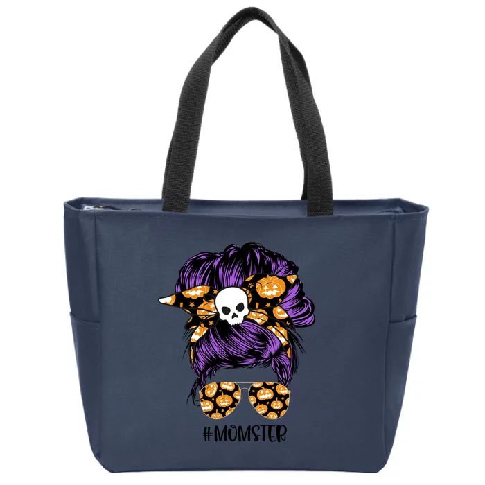 Halloween Pumpkin Momster Mom Zip Tote Bag