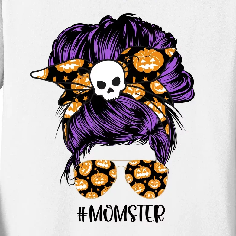 Halloween Pumpkin Momster Mom Kids Long Sleeve Shirt