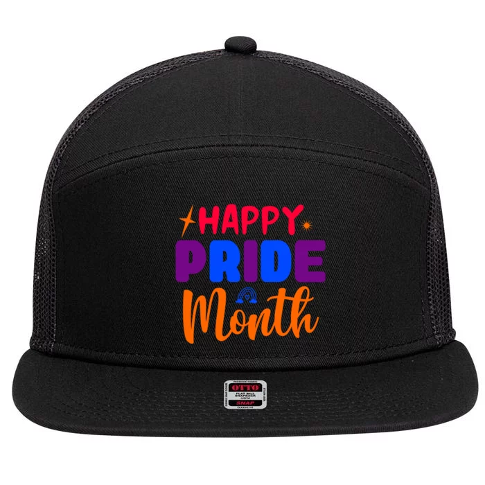 Happy Pride Month Celebration 7 Panel Mesh Trucker Snapback Hat