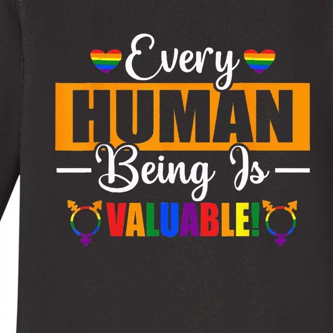 Happy Pride Month Rainbow Flag Design for Proud Ally Baby Long Sleeve Bodysuit