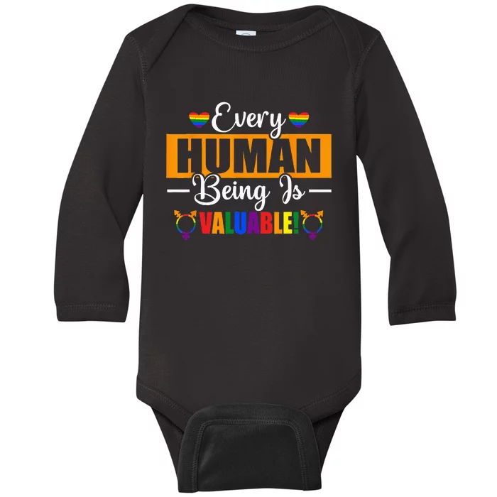 Happy Pride Month Rainbow Flag Design for Proud Ally Baby Long Sleeve Bodysuit