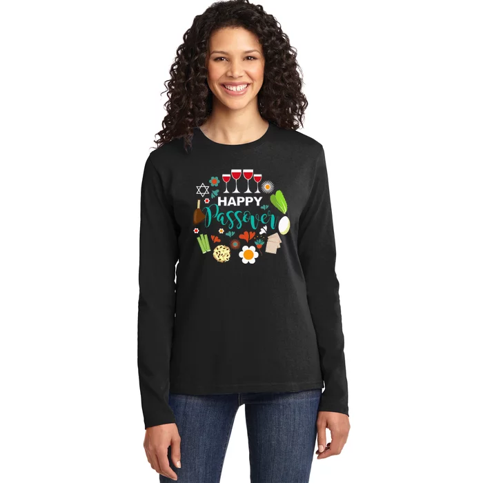 Happy Passover Meal Seder Dinner Ladies Long Sleeve Shirt