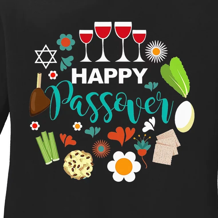 Happy Passover Meal Seder Dinner Ladies Long Sleeve Shirt