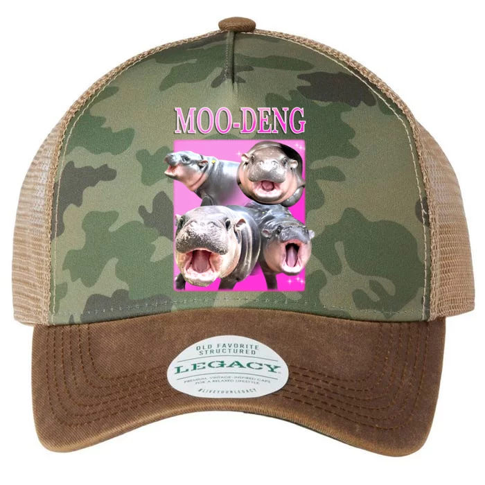 Hot Pink Moo Deng Hippo Meme Funny Legacy Tie Dye Trucker Hat