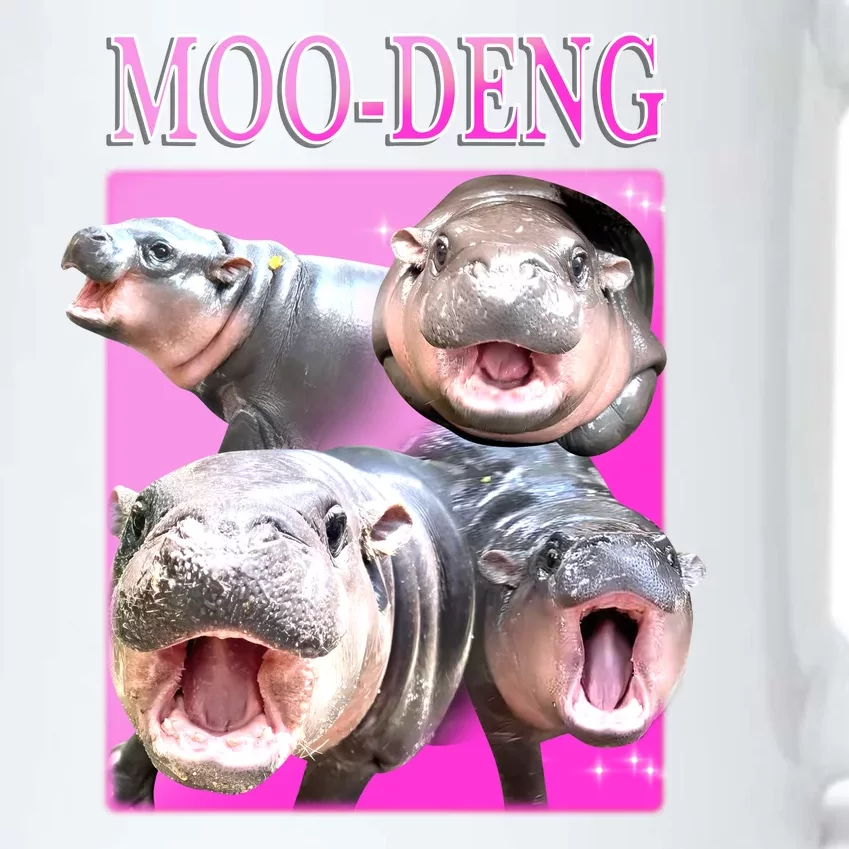 Hot Pink Moo Deng Hippo Meme Funny Black Color Changing Mug