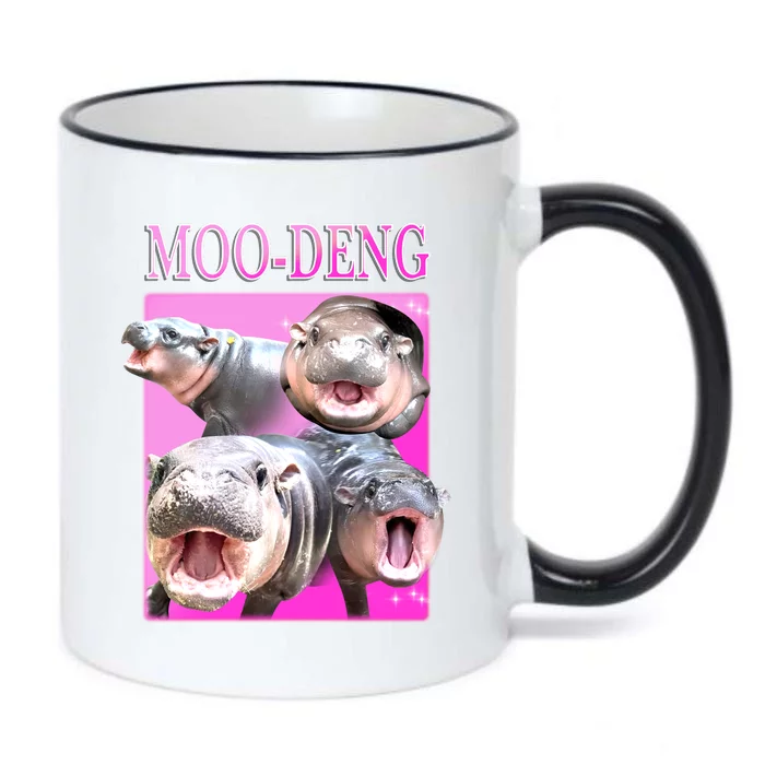 Hot Pink Moo Deng Hippo Meme Funny Black Color Changing Mug