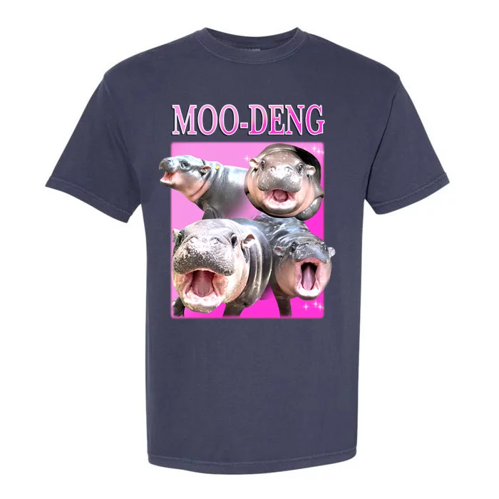 Hot Pink Moo Deng Hippo Meme Funny Garment-Dyed Heavyweight T-Shirt