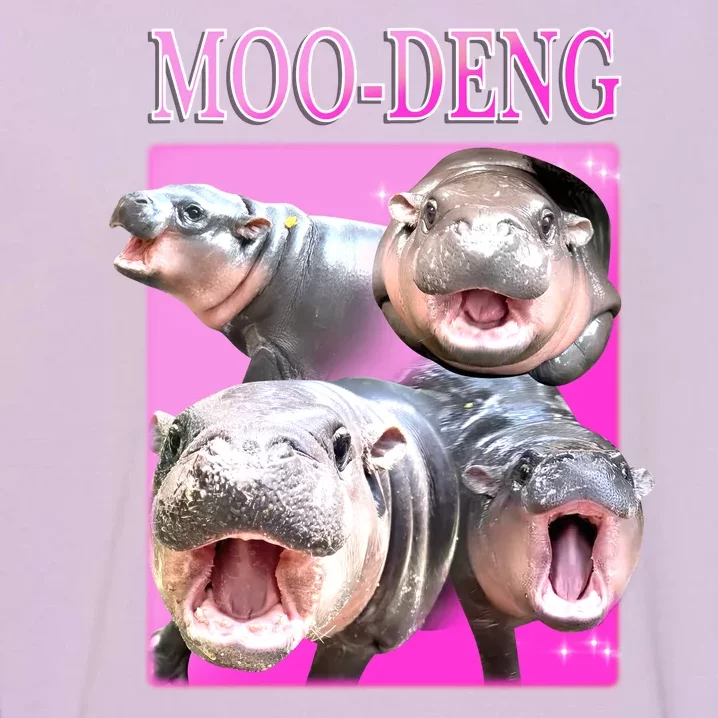 Hot Pink Moo Deng Hippo Meme Funny Garment-Dyed Sweatshirt