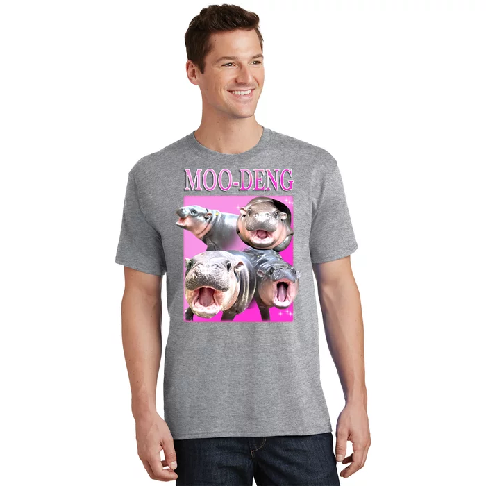 Hot Pink Moo Deng Hippo Meme Funny T-Shirt