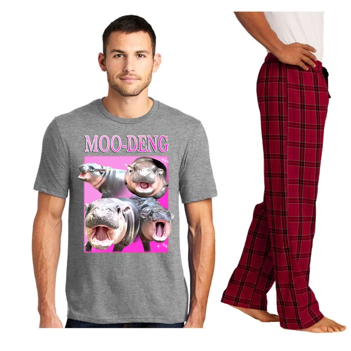 Hot Pink Moo Deng Hippo Meme Funny Pajama Set