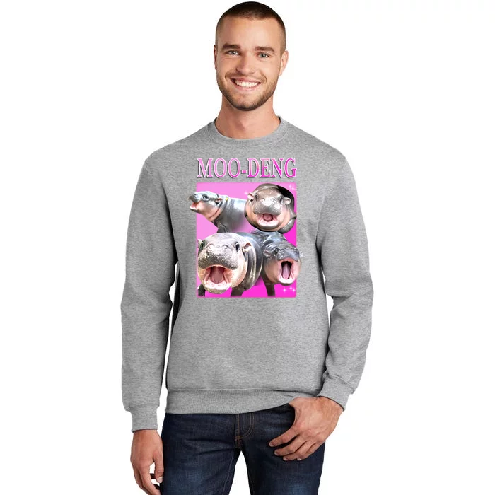 Hot Pink Moo Deng Hippo Meme Funny Tall Sweatshirt