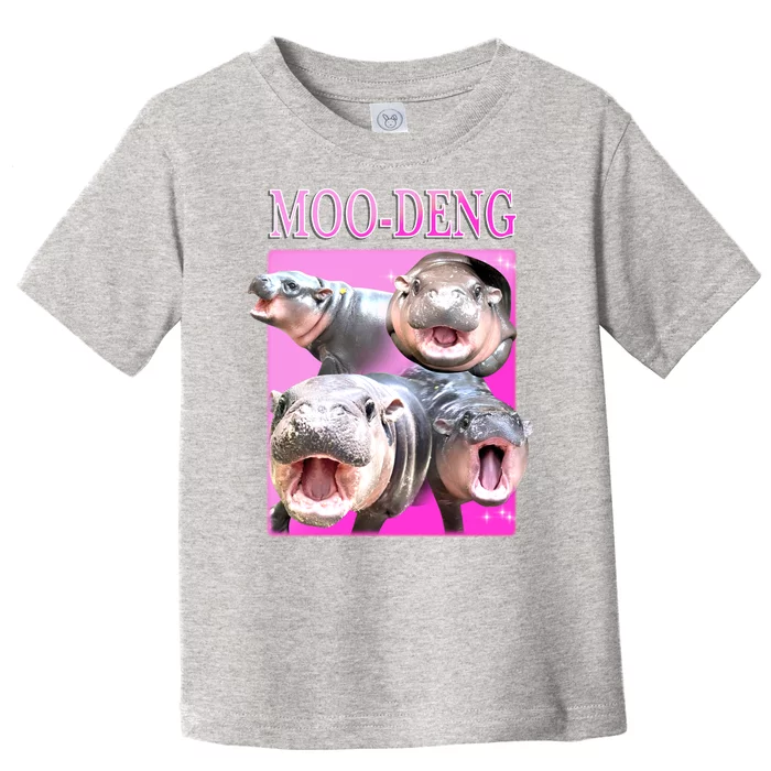 Hot Pink Moo Deng Hippo Meme Funny Toddler T-Shirt