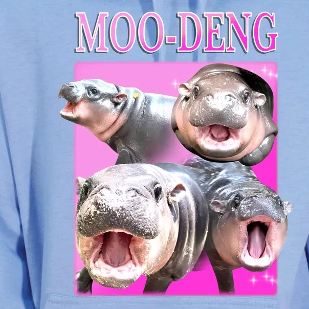 Hot Pink Moo Deng Hippo Meme Funny Unisex Surf Hoodie