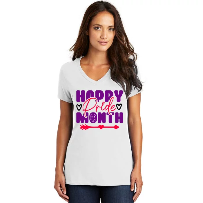 Happy Pride Month Celebration Graphic Women's V-Neck T-Shirt