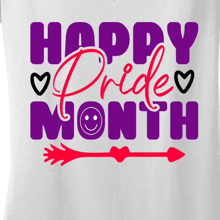 Happy Pride Month Celebration Graphic Women's V-Neck T-Shirt