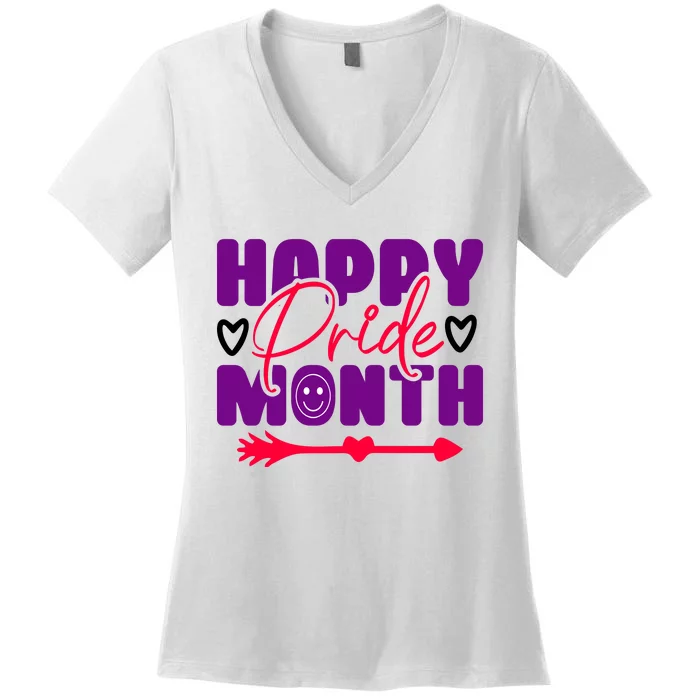 Happy Pride Month Celebration Graphic Women's V-Neck T-Shirt