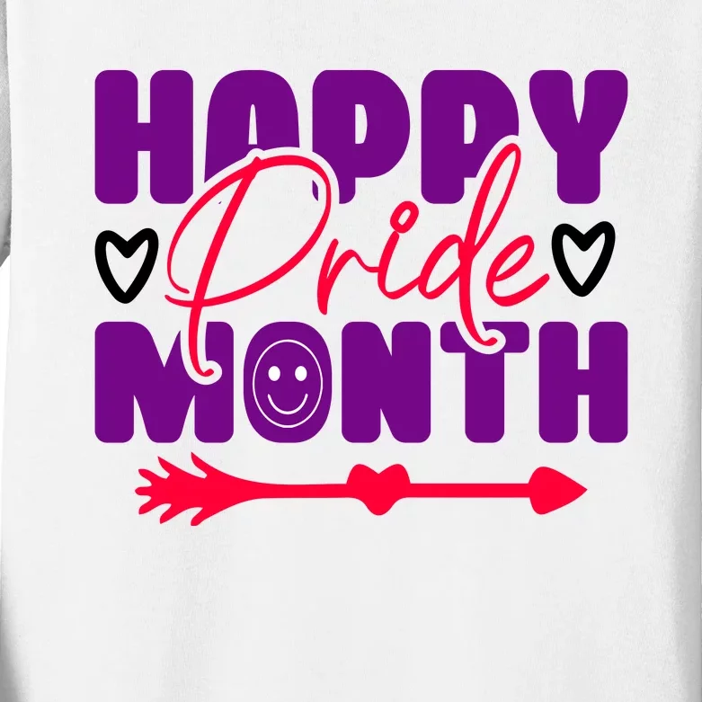 Happy Pride Month Celebration Graphic Kids Long Sleeve Shirt