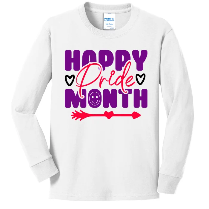 Happy Pride Month Celebration Graphic Kids Long Sleeve Shirt