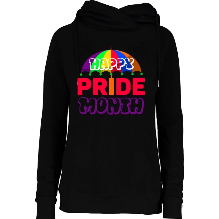 Happy Pride Month Celebration Graphic Womens Funnel Neck Pullover Hood