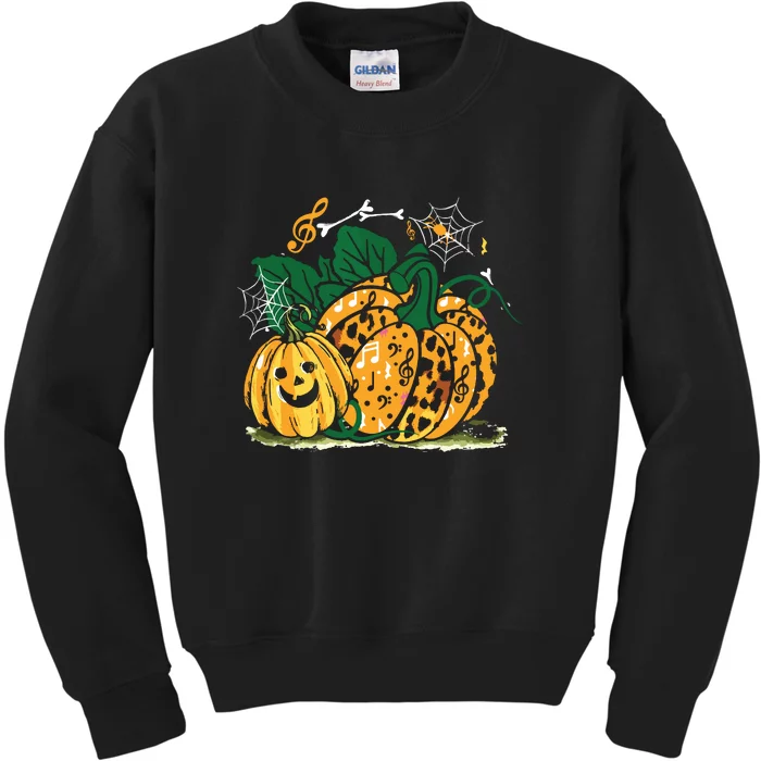 Halloween Pumpkin Music Symbols Kids Sweatshirt