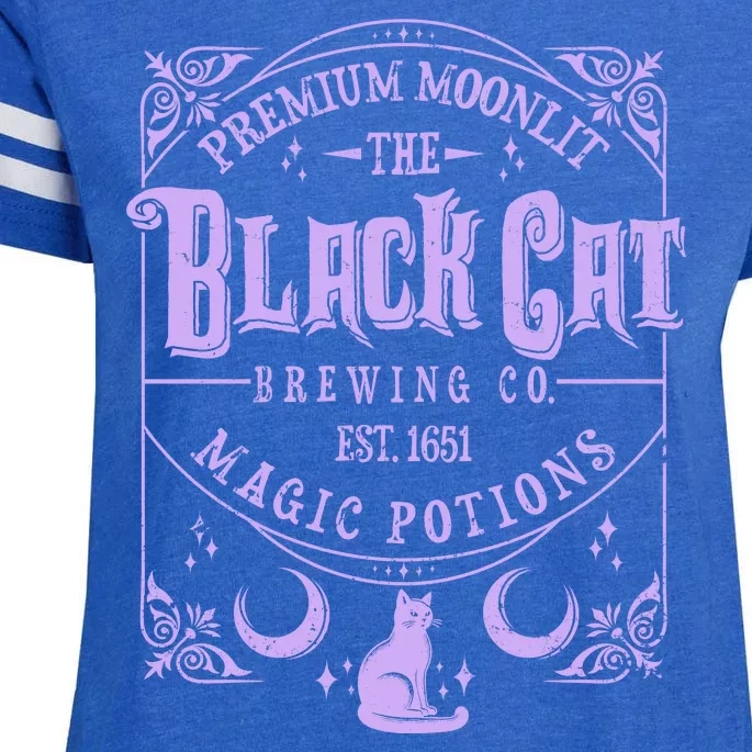 Halloween Premium Moonlit The Black Cat Magic Potions Est 1651 Enza Ladies Jersey Football T-Shirt