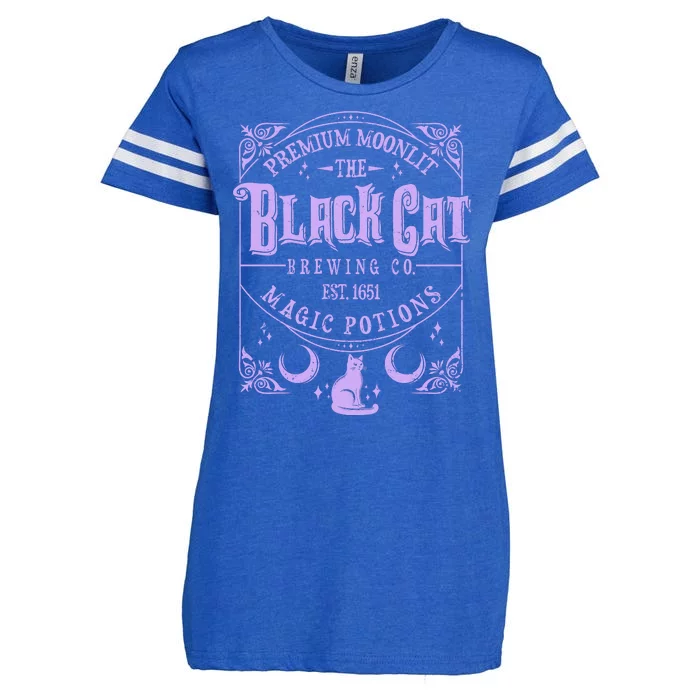 Halloween Premium Moonlit The Black Cat Magic Potions Est 1651 Enza Ladies Jersey Football T-Shirt