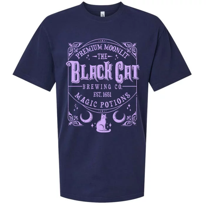 Halloween Premium Moonlit The Black Cat Magic Potions Est 1651 Sueded Cloud Jersey T-Shirt