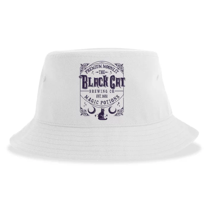 Halloween Premium Moonlit The Black Cat Magic Potions Est 1651 Sustainable Bucket Hat