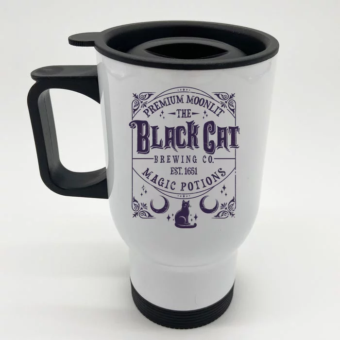 Halloween Premium Moonlit The Black Cat Magic Potions Est 1651 Front & Back Stainless Steel Travel Mug