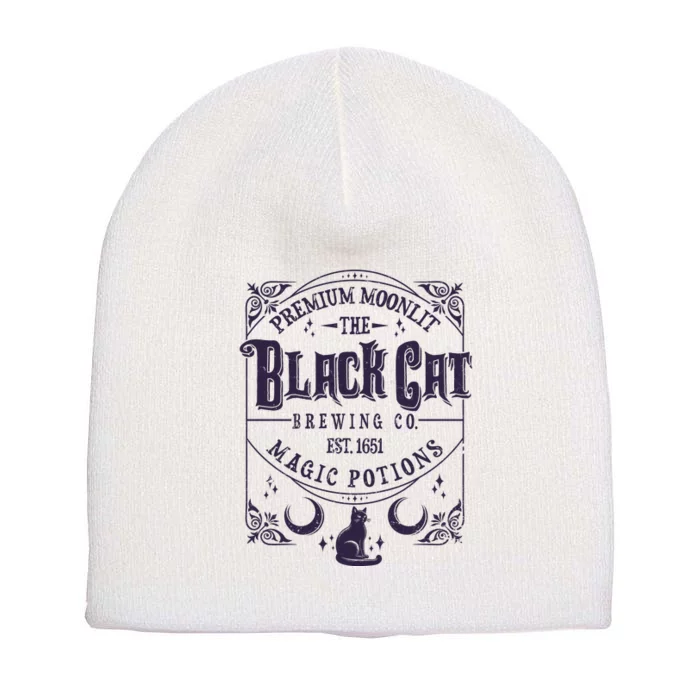 Halloween Premium Moonlit The Black Cat Magic Potions Est 1651 Short Acrylic Beanie