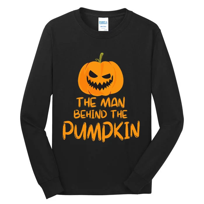 Halloween Pregnancy Man Behind The Pumpkin Halloween Couple Tall Long Sleeve T-Shirt