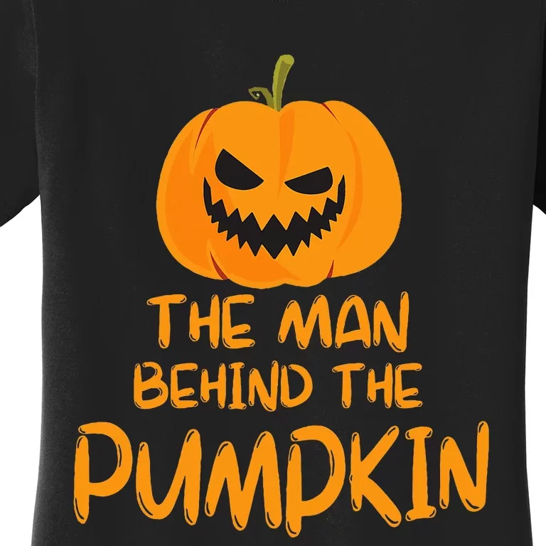 Halloween Pregnancy Man Behind The Pumpkin Halloween Couple Women's T-Shirt