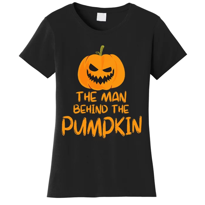 Halloween Pregnancy Man Behind The Pumpkin Halloween Couple Women's T-Shirt