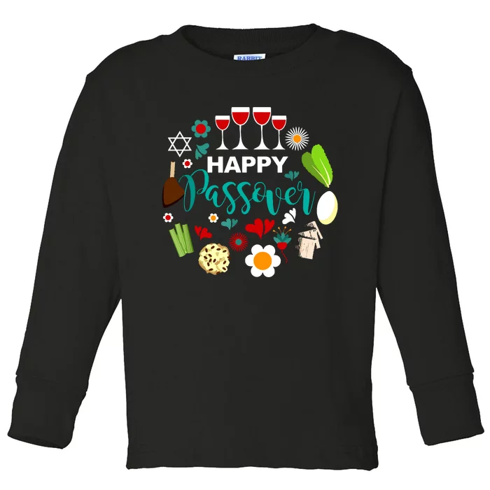 Happy Passover Meal Seder Dinner Toddler Long Sleeve Shirt